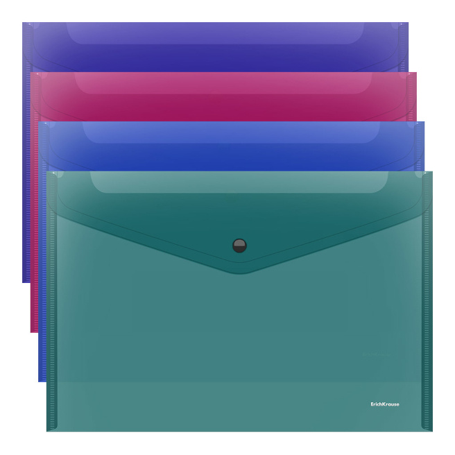 Mapă-plic A3 cu buton  ErichKrause Glossy Vivid asorti