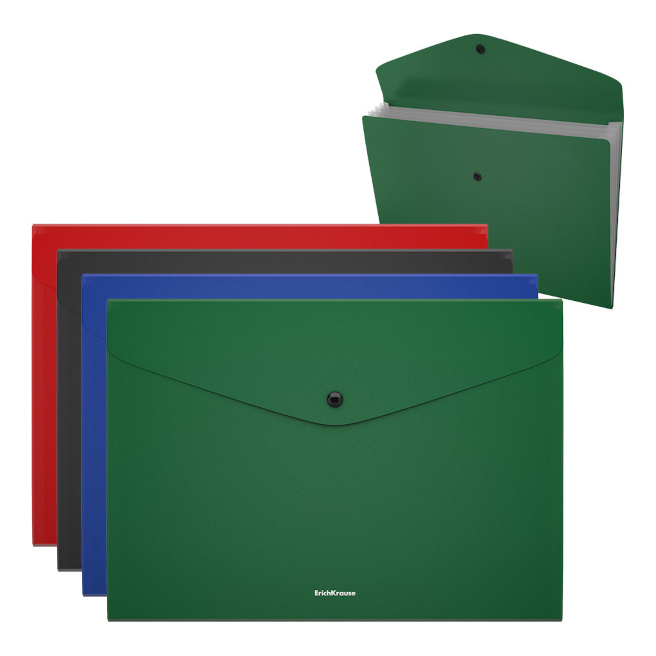 Mapă-plic A4 cu buton  ErichKrause® Matt Classic cu 4 secții asorti